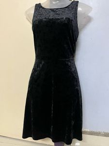 Branded Black Velvet Sleeveless Mini Dress