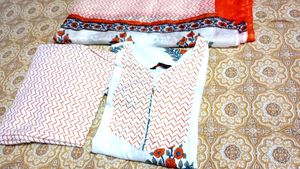 Pure Cotton Kurti Set With New Saree