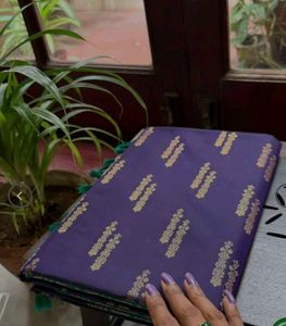New Vegan soft silk Elegant Purple Saree