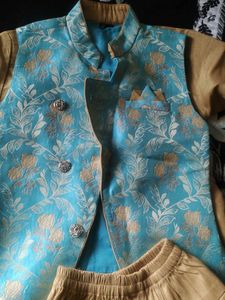 Boys&#39; Festive Turquoise &amp; Gold Waistcoat Set