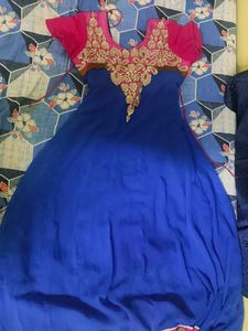 Blue & Pink Anarkali Suit