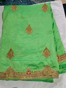 Gorgeous Green Embellished Saree