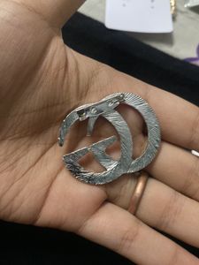 GUCCI GG SILVER STONE BROOCH