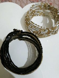 Beaded Coil Bracelets - Set of 2