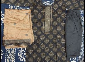 3 Piece Party Wear Stitched Suit.