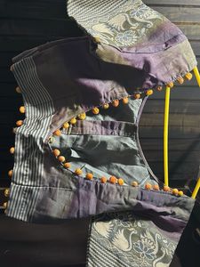 Elegant Purple &amp; Green Sari Blouse