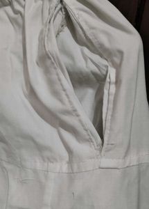 Cotton Blend White Patiala For School And Daily