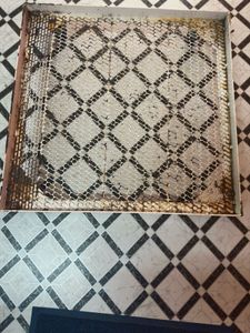 Vintage Metal Mesh Rolling Washing Machine Stand.