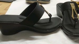 Black &amp; Gold Thong Sandals