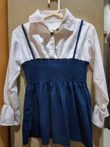 White And Blue Frock Style Top