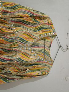 Beutiful A Line Kurti With Beautiful Neck Design