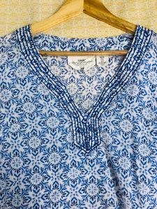 H&amp;M Blue Patterned Tunic Top