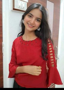 Red Embellished Top with Bell Sleeves