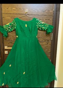 Price Dropped!!Green Gota Patti Heavy Gown