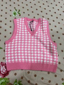 Women Pink & White CheckedAcrylic Cr