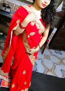 Red Embellished Saree