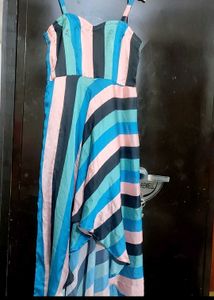Multi Lining Print Dress For 34 Bust