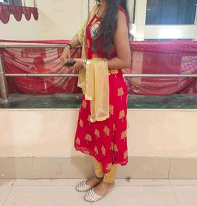 Red And Golden Dress Set