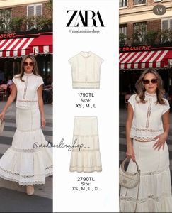 Zara White Lace Top & Maxi Skirt Set