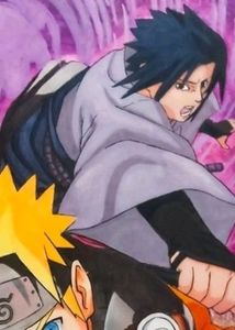 A4 Size Naruto And Sasuke Fighting drawing