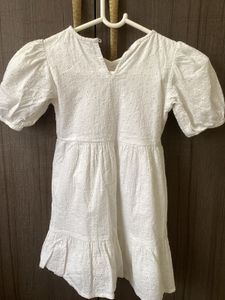 White Eyelet Puff Sleeve Dress