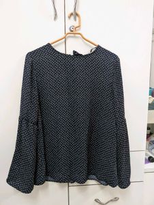 H&M Navy Blue Polka Dot Top