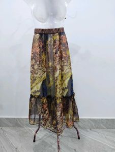 Floral Print Ruffle Skirt