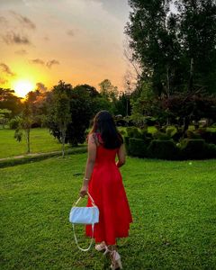 Red Cottage core Dress