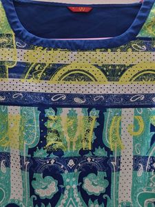 W Blue &amp; Green Printed Kurta