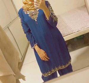 Blue Handwark Georgette Kurti With Dohti Salvar