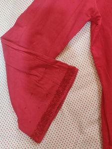 Red Embroidered Kurta