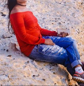 Off Shoulder Red Top
