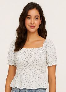 Cottagecore Elegant White Crop Top