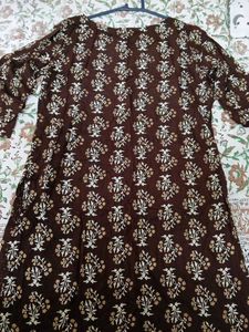 Brown Floral Print Kurti