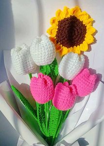 Crochet  Tulips🌷 & Sunflower🌻 flowers bouquet💐