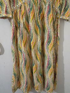 Beutiful A Line Kurti With Beautiful Neck Design