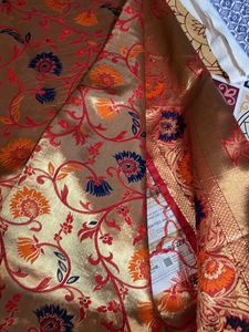 heavy tread work print saree With Unstitched Blous