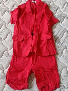 Red Kids Blazer & Shorts Set