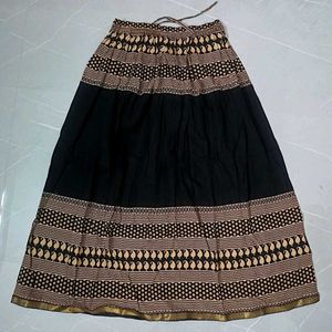 Black Paisley Print Skirt