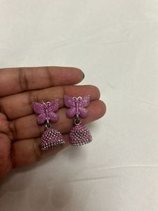 Pink Jhumka Earrings