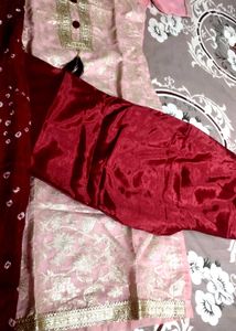 Pink And Maroon Kurta Pant Dupatta