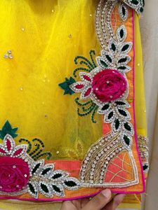 Yellow Heavy work Saree