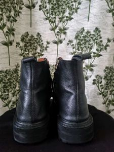 Black Leather Lace-Up Combat Boots