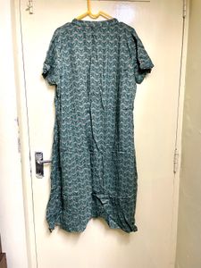 Blue Patterned Button-Down Kurta