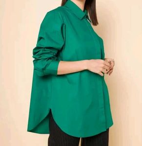 Oversize Solid Green Shirt