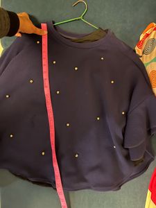 Cute Navy Blue Pearl Top