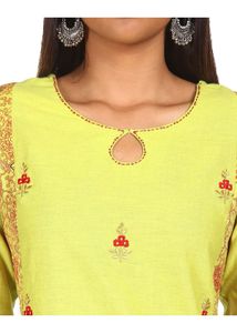 Lime Green Embroidered Kurta