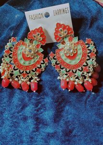 Yellow And Red Earrings