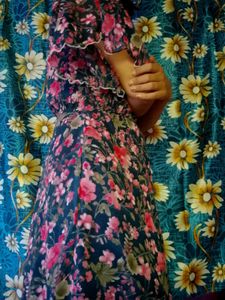 Floral Print Flutter Sleeve Dress