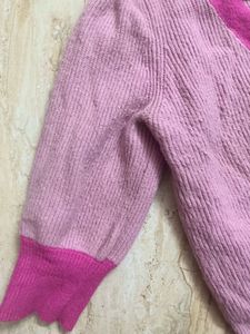 Pink V-Neck Cardigan Sweater
